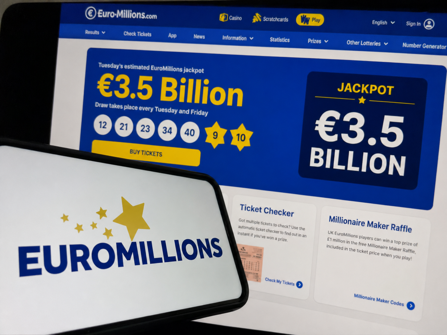 Special European draw participation concept on mobile